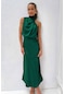 Kadın Kolsuz Abiye Elbise - Koyu Yeşil