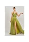 Şeref Vural Kadın Derin Yırtmaçlı Uzun Abiye Elbise 5437824 Yeşil Yeşil