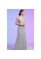 Tiara Kadın Inci Işlemeli Askılı Uzun Abiye Elbise 5946079 Gri Gri