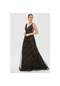 Tiara Kadın Taş Işlemeli Desenli Kolsuz Uzun Abiye Elbise 5946083 Siyah-38