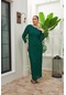 Rmg Sırt Boncuk Detaylı Büyük Beden Yeşil Abiye Elbise