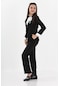 Kız Çocuk Siyah Takım Elbise-ceket Pantolon Bluz 3'lü Set