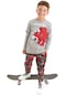Mshb&g Triceratops Erkek Çocuk Gri T-shirt Kamuflaj Pantolon Takım