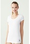 U.S. Polo Assn. Kadın Beyaz Derin Yuvarlak Yaka T-Shirt 66003