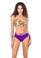 Endeep Kadın Büyük Beden Balenli İndigo Mor Desenli Bikini Takımı Çok Renkli