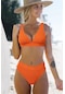 Ikkb Kadın Moda V Yaka Üçgen Bikini Takımı Turuncu