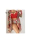 Kadın Yaz Baskılı Bikini Mayo Üç Parçalı Set - Kırmızı - Wr409325