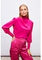 Sateen Drape Detaylı Bluz - Fuşya