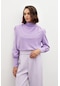 Sateen Drape Detaylı Bluz - Lila-134578