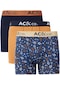 AC&Co / Altınyıldız Classics Erkek Lacı Kahve Pamuklu Esnek Desenli 3'lü Boxer Paketi