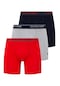 U.S. Polo Assn. Erkek Kırmızı - Gri Melanj - Lacivert 3 Lü Uzun Paçalı Boxer 80454Y