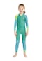 Çocuk Dalgıç Kıyafeti Uzun Kollu Güneş Koruyucu Mayo Kız Yeşil Xl