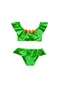Endeep Kız Çocuk Volanlı Aksesuarlı Yeşil Bikini Takımı Yeşil