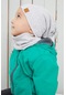 Erkek Bebek Çocuk İp Detaylı Şapka Bere Boyunluk Takım Rahat %100 Pamuklu Kaşkorse -7186-Gri