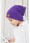 Erkek Bebek Çocuk Mor Şapka Bere El Yapımı Rahat Cilt Dostu %100 Pamuklu Kaşkorse-7160 - Mor