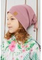 Kız Bebek Çocuk Açık Pembe Şapka Bere El Yapımı Rahat Cilt Dostu %100 Pamuklu Kaşkorse -7217-Pembe