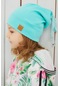 Kız Bebek Çocuk Aqua Şapka Bere El Yapımı Rahat Cilt Dostu %100 Pamuklu Kaşkorse -7218 - Açık Mavi