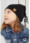Kız Bebek Çocuk Şapka Bere El Yapımı Rahat Cilt Dostu %100 Pamuklu Kaşkorse - 7223 - Siyah
