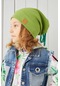Kız Bebek Çocuk Şapka Bere El Yapımı Rahat Cilt Dostu %100 Pamuklu Kaşkorse - 7230 -  Yeşil