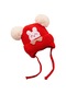 Xcj Yün Şapka Kalınlaştırılmış Kulak Koruyucu Örme Şapka Kırmızı