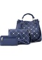 Aromee Moda Kadın Kulplu Çanta, 3 Parçalı Set, Kova Çantası - Mavi