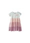 Lovetti Ekru + Gül Kurusu Kız Çocuk Kısa Kol Fiyonklu Renkli Kat Kat Elbise 9242W0102