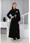 Genç Kız Tünel Kemerli Uzun Boydan Siyah Tesettür Ferace Elbise