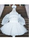 Kız Çocuk Abiye Beyaz Parıltılı 2 Katlı Tütü Etekli Uzun Kol Kabarık Parıltılı Abiye Elbise