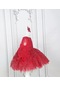 Kız Çoçuk Simli Parıltılı Kabarık Elbise Klips Tokalı Kırmızı