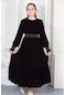 Kız Çocuk Siyah Uzun Boydan Şifon Astarlı Elbise