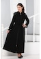 Kız Çocuk Siyah Uzun Boydan Tesettür Ferace Elbise