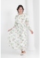 Kız Çocuk Uzun Boydan Astarlı Çiçek Desenli Şifon Elbise