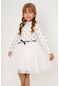 Minik Puanlı Tüllü Çocuk Elbise Beyaz ABY810