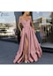 Ikkb-kadın Elbise Elbise 2024 Yeni Yazlık Elbise Avrupa Ve Amerika Derin V Yaka Saten Çok Renkli Elbise-pembe