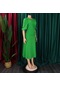 Ikkb Yaz Yeni Zarif Düz Kadın Büyük Beden Elbise Yeşil