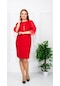 Kadın Elbise Kırmızı Büyük Beden Kol Şifon