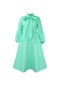 Puf Kol Kadın Giyim Askısı Büyük Etek Yüksek Bel Elbise - Açık Yeşil