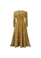 Yeni Kadın Yuvarlak Yakalı Uzun Kollu Pullu Yüksek Bel Orta Uzunlukta Elbise - Altın