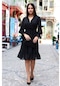 Avver Kadın Siyah Astarlı Kruvaze Şifon Elbise Siyah
