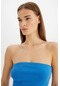 Defacto Bodycon Vücudu Saran Straplez Fitilli Kaşkorse Kolsuz Midi Elbise D4440AX24HSBE124 Mavi