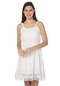 Askılı Şile Bezi Örgülü Mini Elbise Beyaz Byz