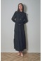 Fullamoda Fullamodest Beli Bağcıklı Dik Yaka Elbise- Siyah 24YGB1796202000-Siyah