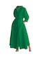Ikkb İlkbahar Ve Sonbahar Popüler Moda Dokuz Çeyrek Kollu Elbise Yeşil