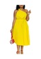 Ikkb İlkbahar Ve Yaz Yüksek Bel Kolsuz Askılı Elbise Sarı