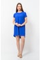 Kadın Aerobin Kumaş Yazlık Elbise Saks Rengi-SAKS
