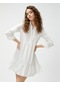Koton Fisto Gömlek Elbise Uzun Kollu Fırfırlı Pamuklu Beyaz 3sal80091ıw 3SAL80091IW000
