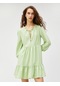 Koton Uzun Kollu Elbise Bağlama Detaylı Volanlı Viskon Karışımlı Yeşil 3sal80013ıw 3SAL80013IW780