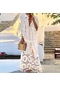 Mengtuo İlkbahar ve Yaz Dantel Püskül Ekleme Elbise Beyaz