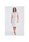 Peraluna Mıyokı Dress %100 Pamuk Diz Hizası Yazlık Kadın Triko El Kırık Beyaz