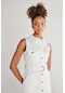 Regular Fit Normal Kesim Kolsuz Beyaz Jean Kot Elbise W231290102